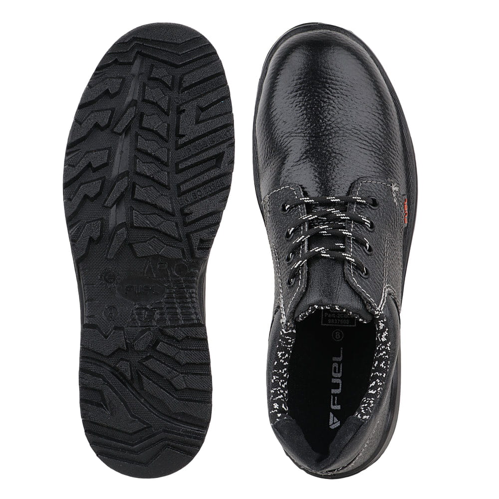 FUEL Squad DD PU Single Density Sole Industrial Safety Shoes for Men Industrial with 200J Steel Toe (Black)