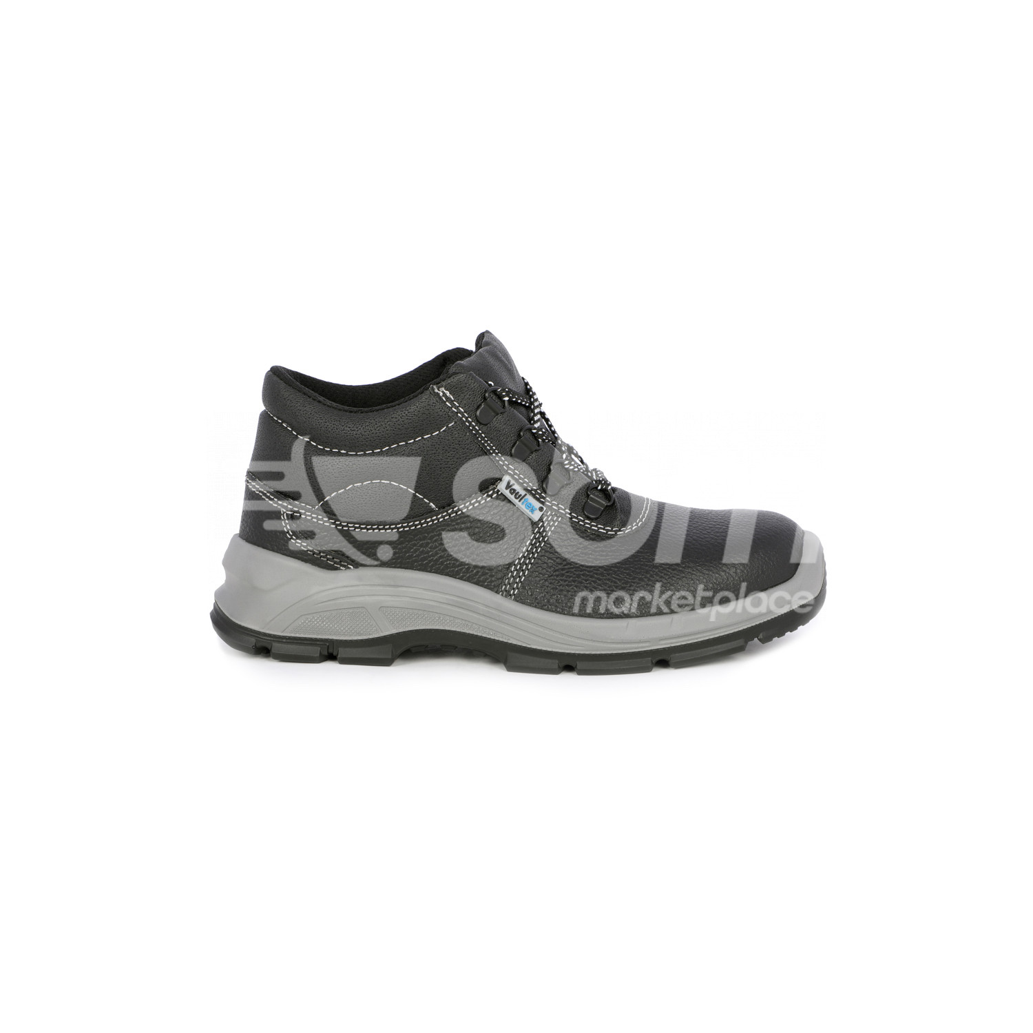 Vaultex, SBP SR High Ankle Safety Shoes with Leather Upper, Black Color