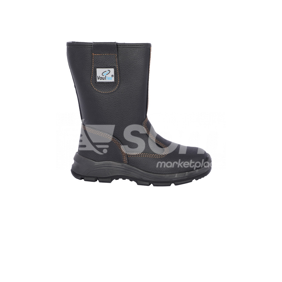 Vaultex, S1P HI CI FO SR Breathable Leather Rigger Boot, Black Color