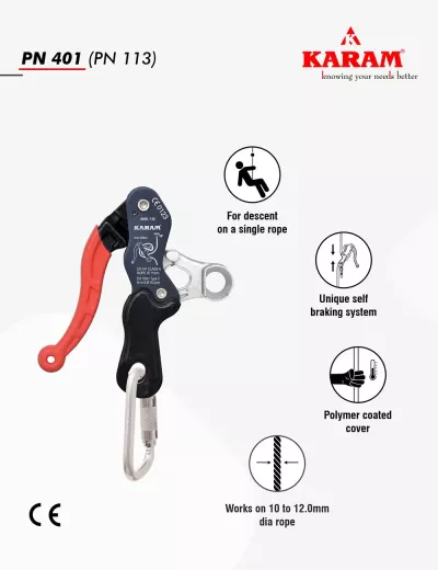 Grip Descender (Steel Quarter Turn Locking Karabiner), PN401(PN113)