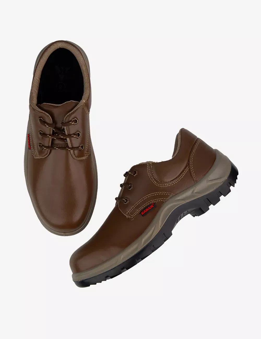 Executive Sporty Lace-up Brown Leather Safety Shoes, FS61BR(SWDAMN)