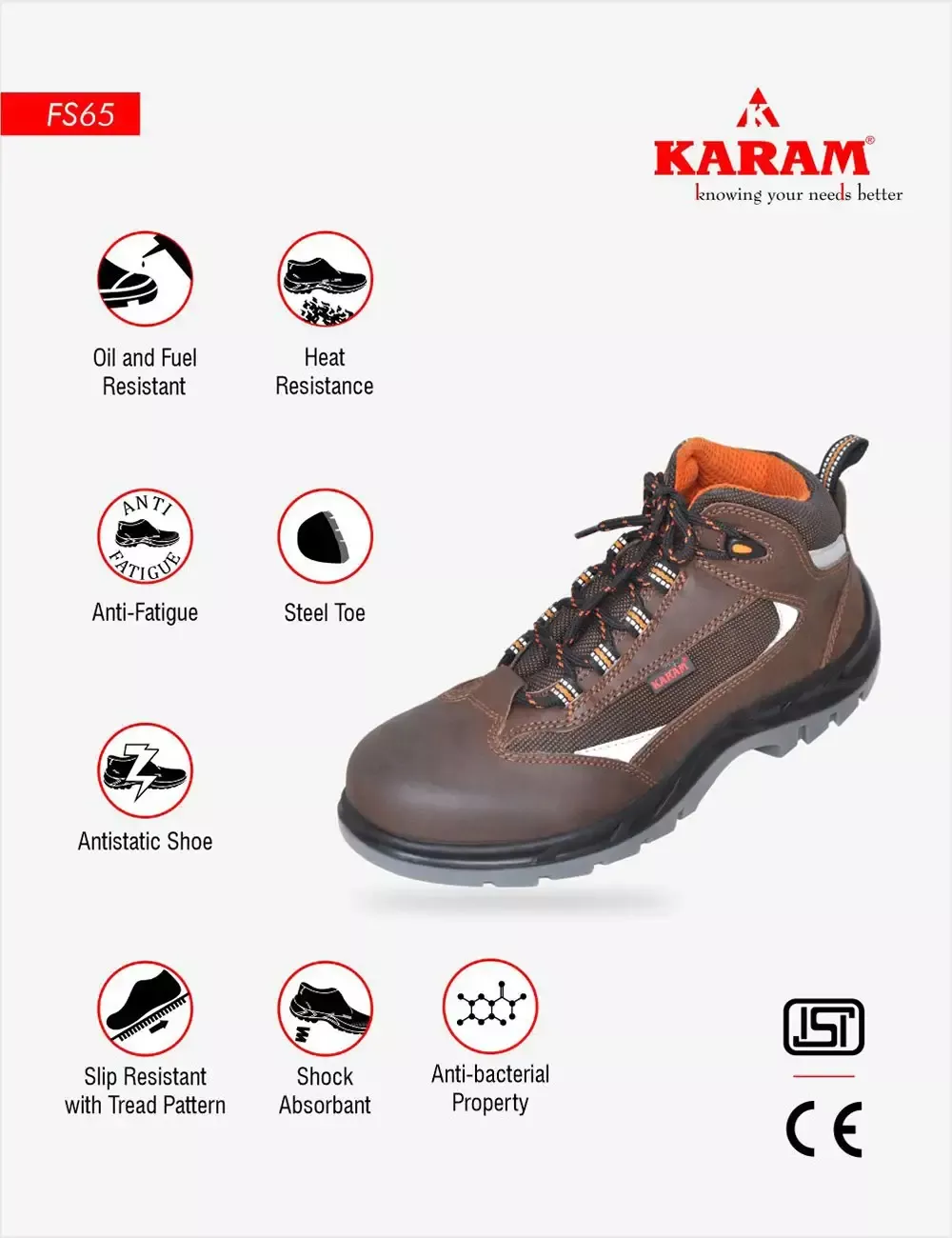 Executive Sporty Lace-Up Brown Leather Safety Shoes, FS65BR(SWDAMN)
