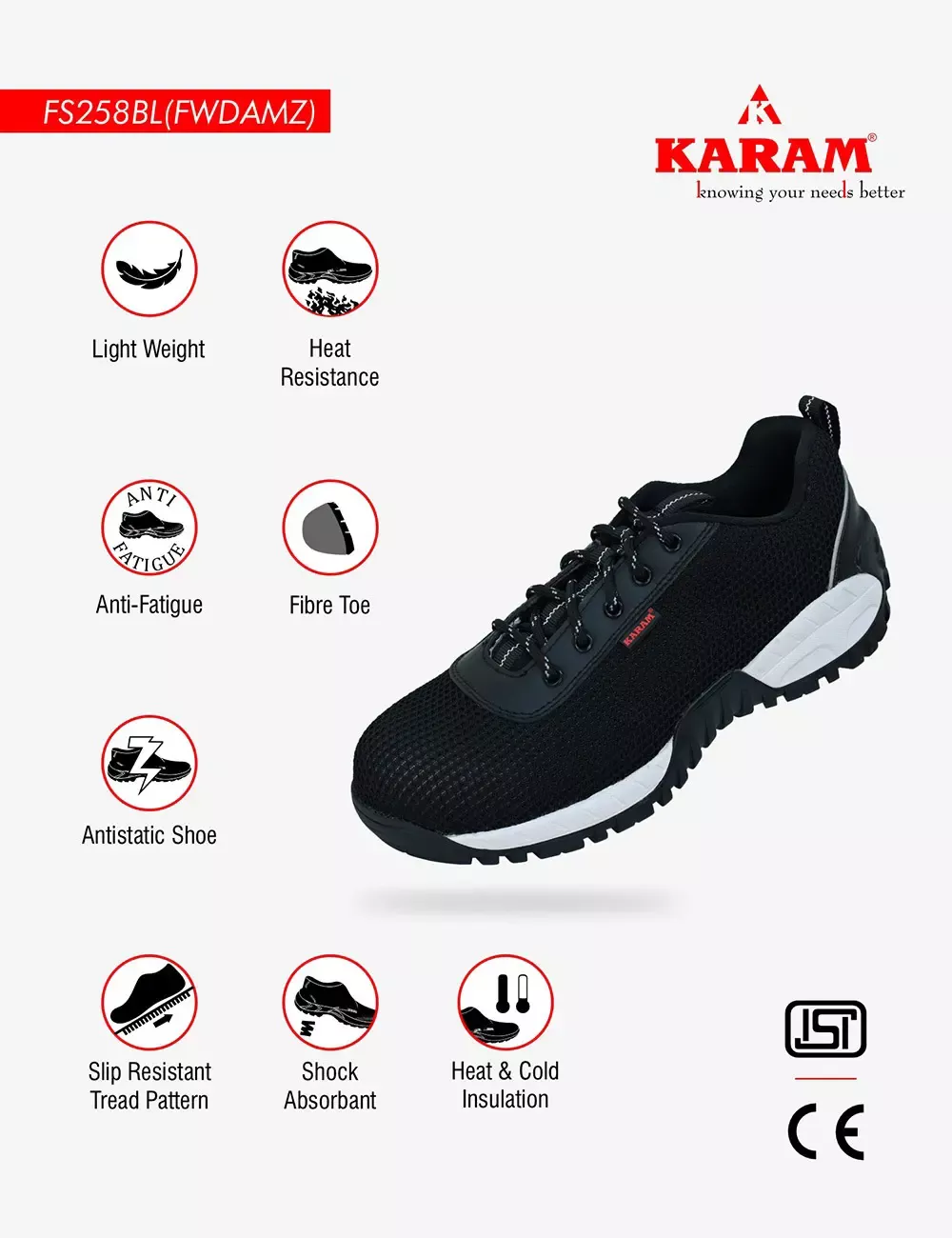 FALKON Safety Shoes Black, FS258BL(FWDAMZ)