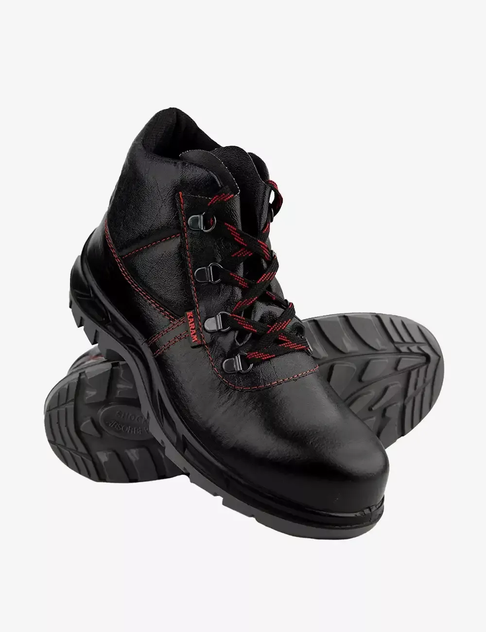 Workman High Ankle Black Leather Safety Shoes, FS21BL(SWDAPN)