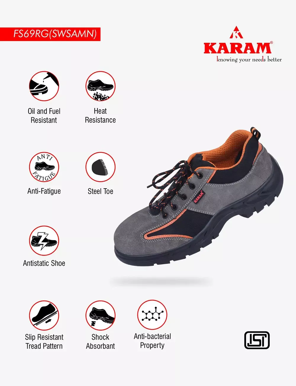 Single Density PU Sole Safety Shoes, FS69RG(SWSAMN)