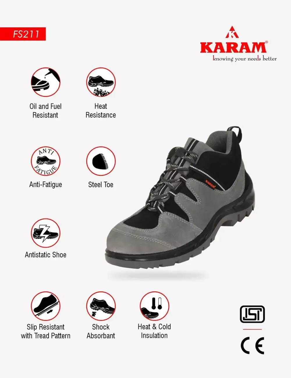 KARAM Safety Shoes, FS211RG(SWDAMN)