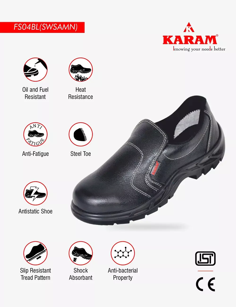Executive Choice Slip-on Leather Safety Shoes, FS04BL(SWSAMN)