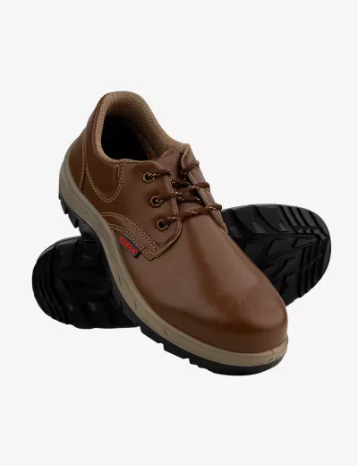 Executive Sporty Lace-up Brown Leather Safety Shoes, FS61BR(FWDAMN)