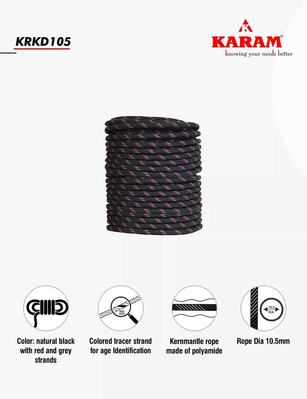 Karam Kernmantle Rope Anchorage Line, KRKD105