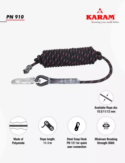 Karam Kernmantle Rope Anchorage Line, PN910(KRKD10.5)(121)