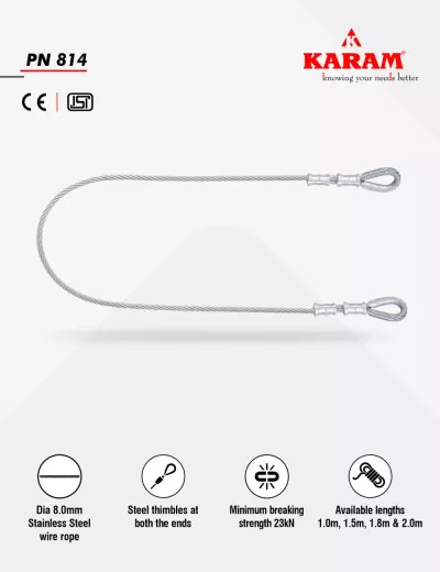 Karam Anchorage Stainless Steel Wire Rope Sling, PN814