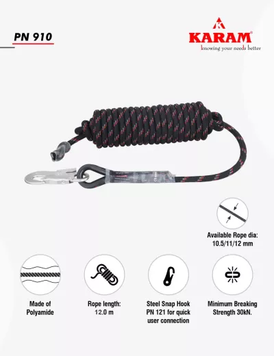 Karam Kernmantle Rope Anchorage Line, PN910(KRKD12)(121)