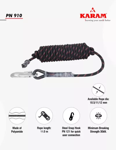Karam Kernmantle Rope Anchorage Line, PN910(KRKD11)(121)