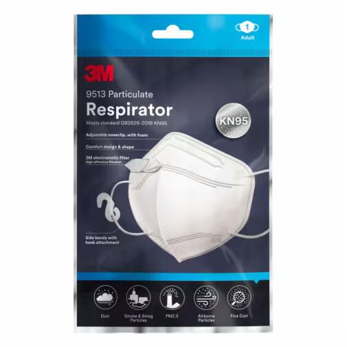 3M™ Particulate Respirator 9513 KN95 , White, 1 ea/Pack, 20 Packs/Case