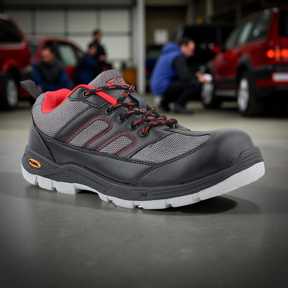 FUEL Armour 4 DD ISI Marked Synthetic Fabric Breathable Safety Shoes For Men's Steel Toe Cap With Double Density Rubberized PVC Sole (Grey)