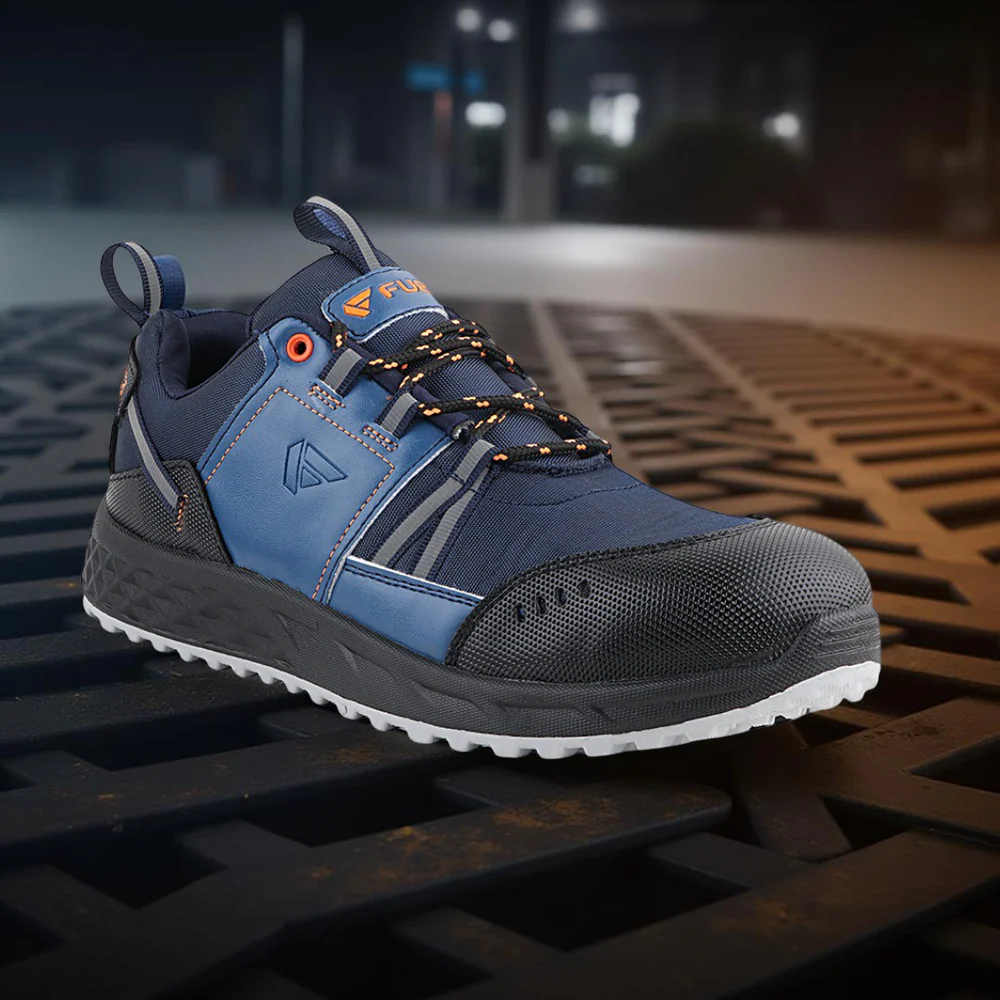 FUEL Flute Synthetic Upper & PVC double density Sole Industrial Steel Toe Safety Shoes for Men (Blue)