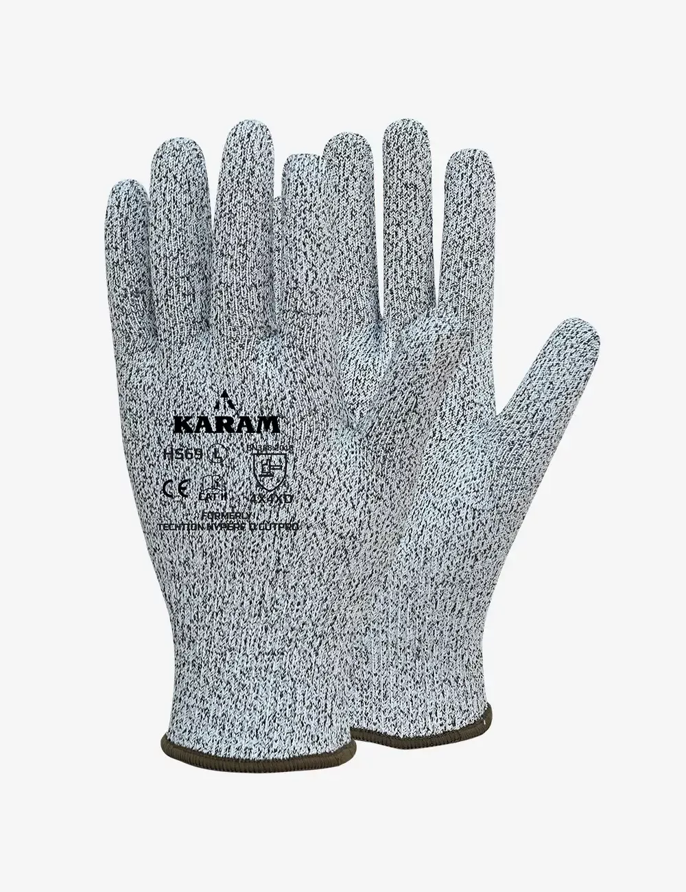 HPPE / Glass Liner Grey Safety Gloves, HS69