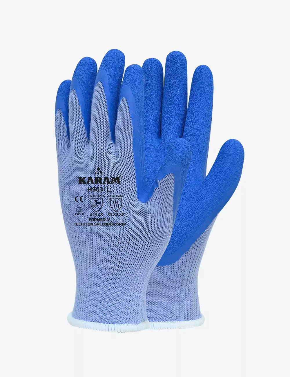 Polycotton Liner with Natural Latex Coating Blue Safety Gloves, HS03(L)