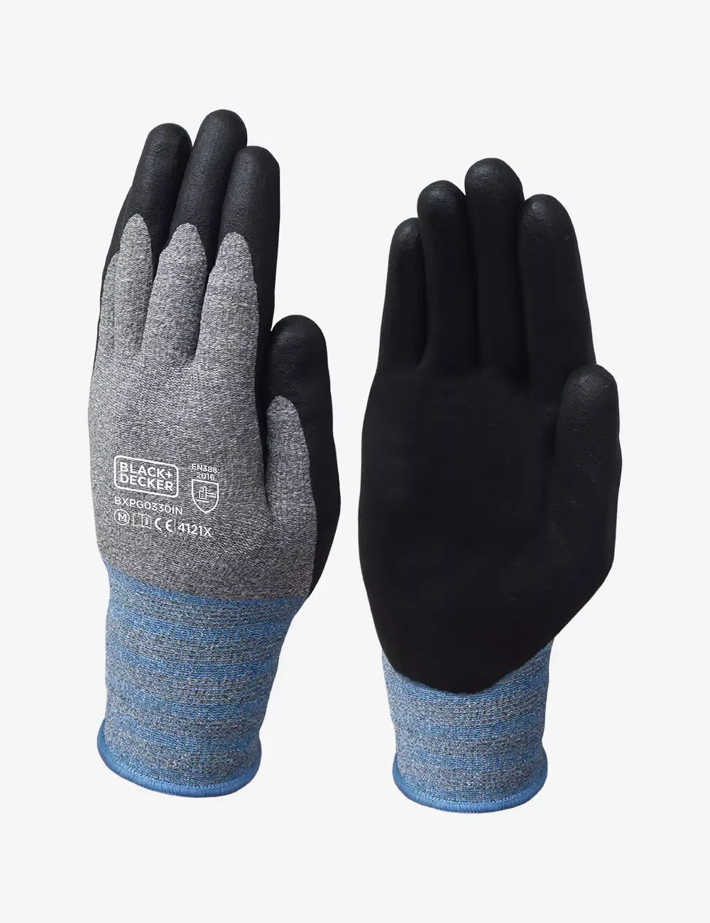 BLACK+DECKER Grey & Black Safety Nitrile Coated Gloves, Size-L BXPG0330IN