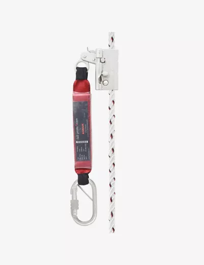 Guided type Fall Arrester System on Flexible Anchorage Line with Openable Rope Grab and Stitched Shock Absorber, PN2000(B)