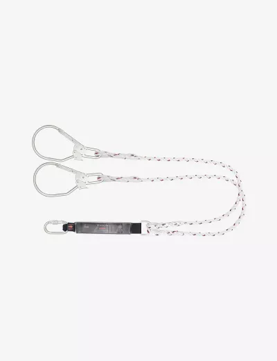 KARAM 2 m, Forked Lanyard with Energy Absorber One Side Karabiner PN112 and Other Side Hook PN132 (14 mm Rope), PN351(112_132)(2.0M)(14MM)
