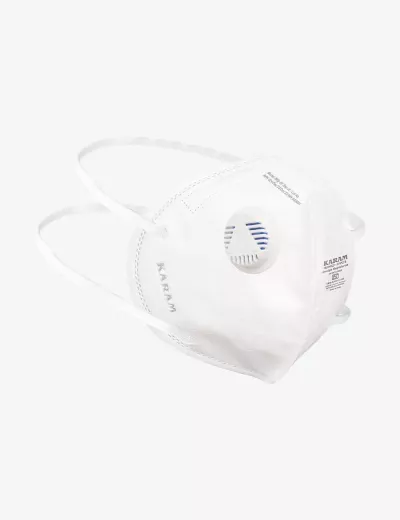 FFP2S Pollution Resistant Disposable Face Respirator with Headbands and Exhalation Valve, RFH02+ White Pack of 1