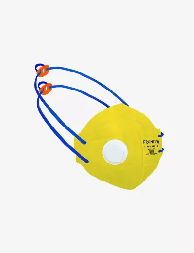 FFP1 S Disposable Flat Fold Respirator with Head Strap and Exhalation Valve, FT361(P1)(YELLOW)+