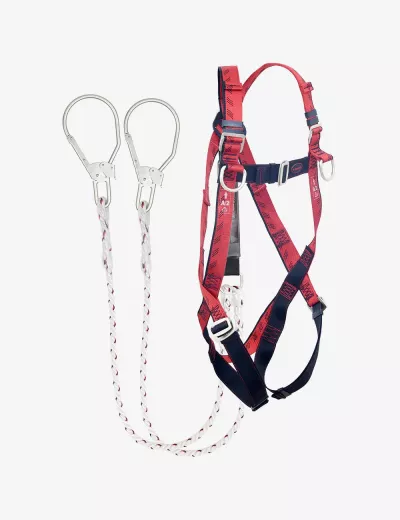 KARAM Full Body E-Con Harness for Tower Climbing with PN351 Hook PN132 Forked Lanyards with Energy Absorber, PN18(PN351)(000_132)(2.0M)
