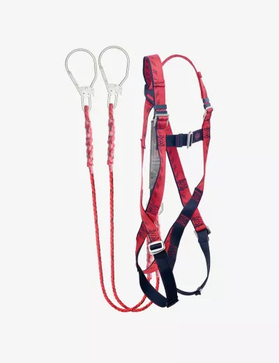 KARAM Full Body E-Con Harness for Tower Climbing (CLASS L) with PN351(PP) Hook PN132 Forked Lanyards with Energy Absorber, PN18(PN351)(000_132)(PP)(2.