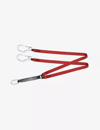 KARAM Forked Lanyard with Energy Absorber Both Side Hook PN136 (Aluminium)