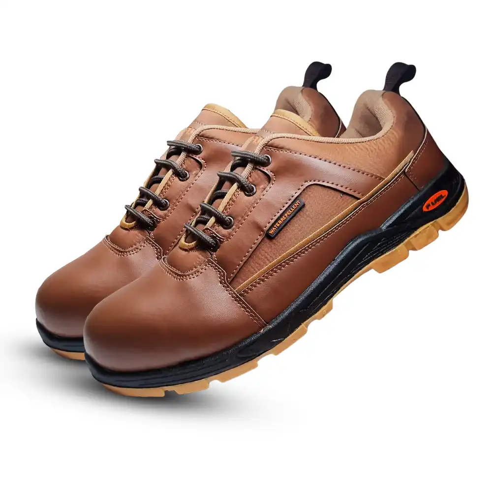 FUEL Armour 3 DD ISI Marked Synthetic Fabric Breathable Safety Shoes For Men's Steel Toe Cap With Double Density Rubberized PVC Sole (Brown)