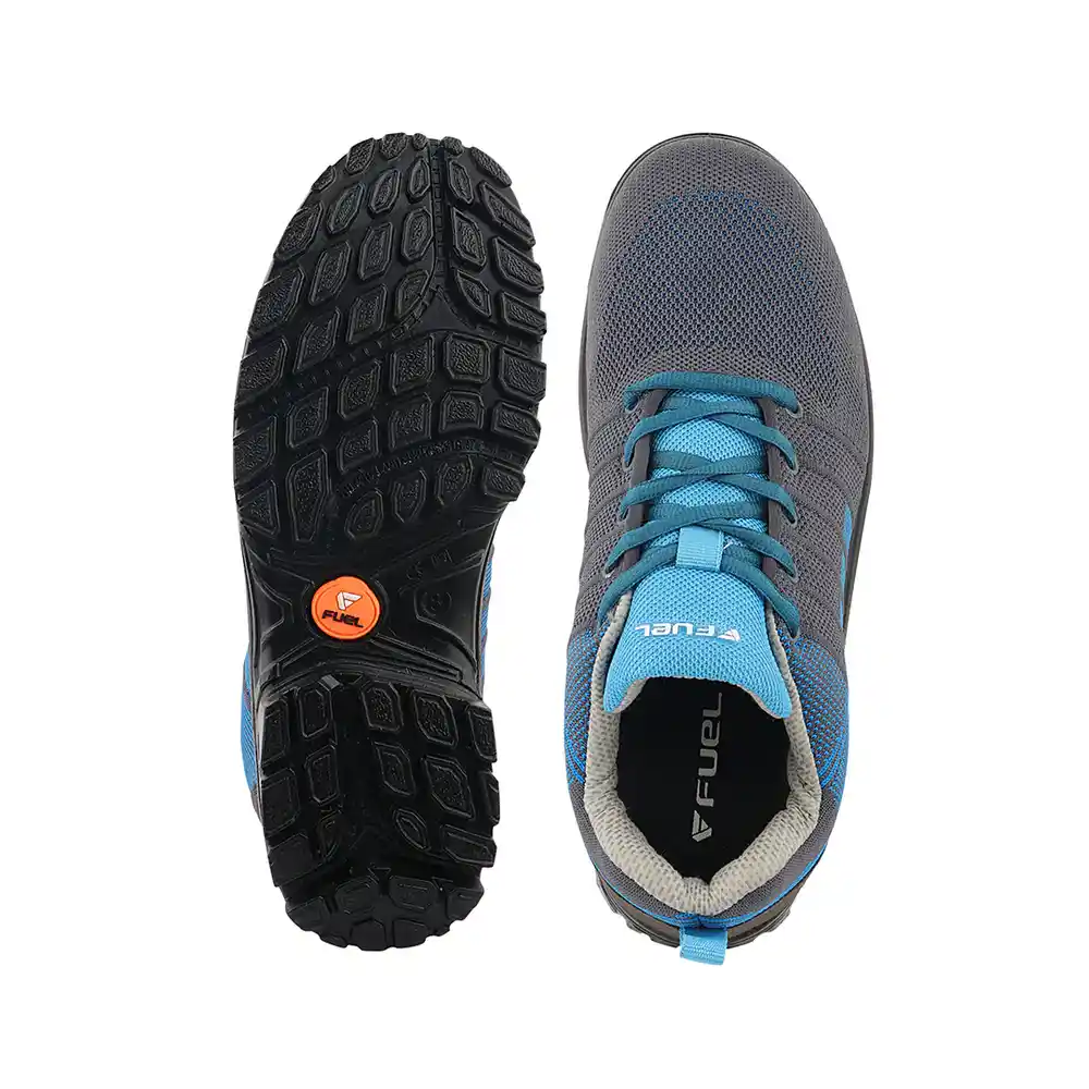 FUEL Aqua Knitted Upper in PU Sole with 200J Composite Toe Lightweight Industrial Work Safety Shoes for Men (Blue)