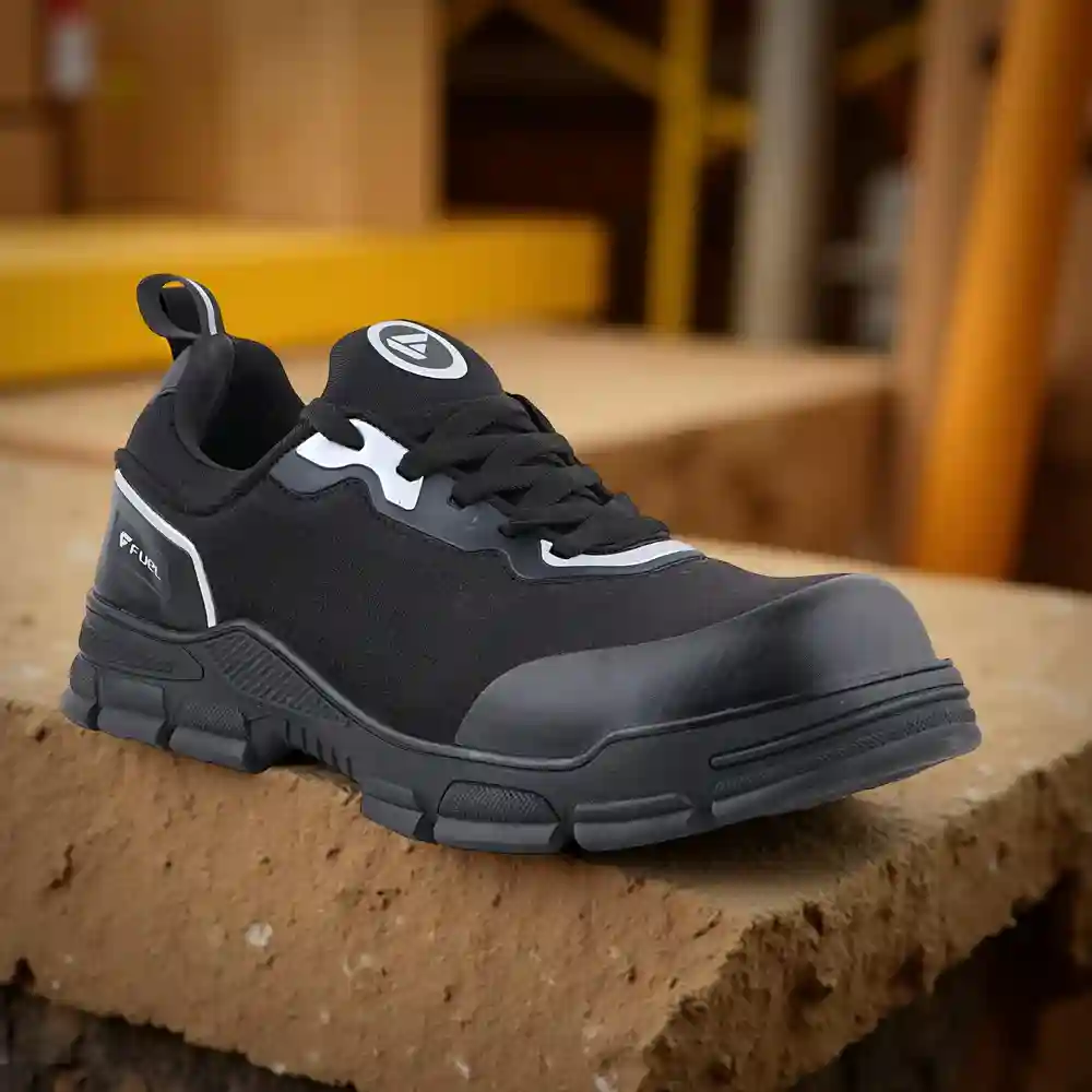 FUEL Reevon-01 Fabric Upper with Nitrile Rubber Sole Safety Shoes in 200J Composit Toe Cap (Black)
