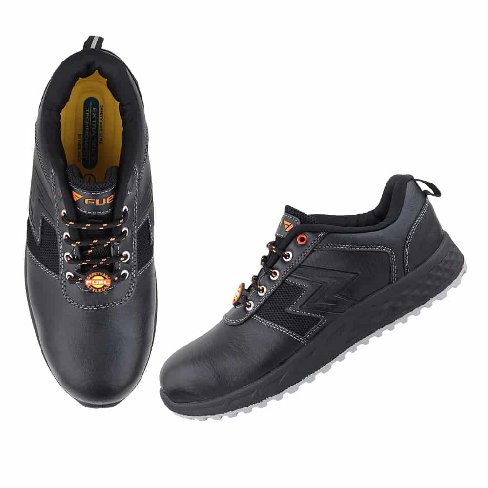 FUEL Gravix Synthetic Upper & PVC double density Sole Industrial Steel Toe Safety Shoes for Men (Black)