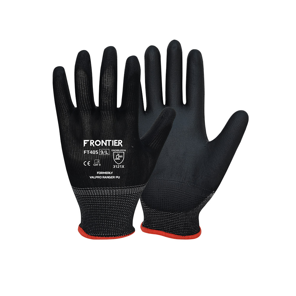 Frontier Polyurethane Palm Coated Black Gloves