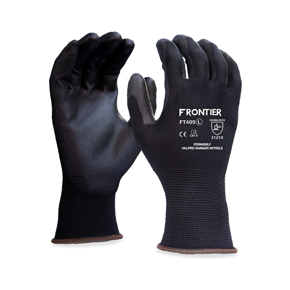 Frontier Nitrile Palm Coated Black Gloves